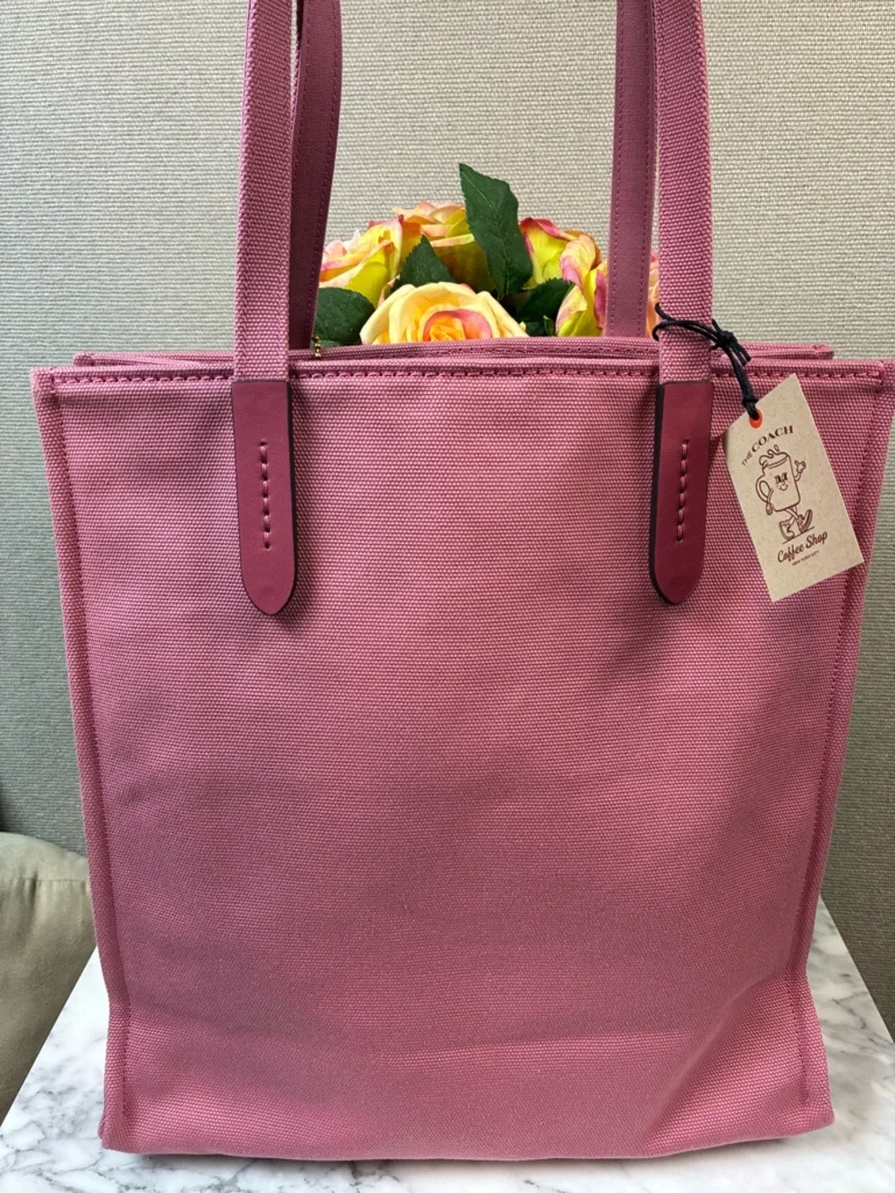 Coach Coffee Shop Lil Miss Jo Rouge Pink Canvas Tote Bag - NWT HTF Novelty - Picture 4 of 6